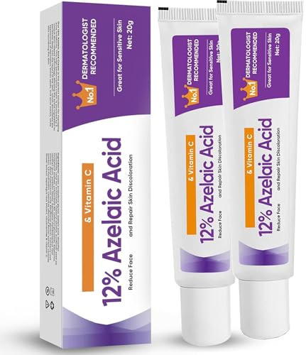 2Stück 12% Azelaic Acid Serum, Azelainsäure Serum gegen Rötungen, Anti Pickel und Knötchen, Unreine Haut Gesicht, Azelainsäure Gesichtsserum für Sensible Haut, Glow Skin - Dark Spots 20g