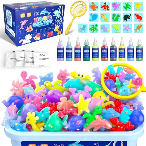 Hot Bee Kit de Gel de Agua Mágico para Niños - 10 Botellas, 8 Doble Moldes, Juguetes Niñas Magic Water Aqua Fairy Manualidades Aqua Gelz Regalo Ideal para de 4 a 10 Años Juegos Agua