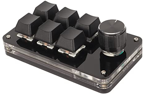 CFTGIW 6 Teclas de Tecla con Perilla RGB de Conexión con Cableado de Interruptor de Azul Claro y Reproducción de Keypad Mecánico de una Mano de Bricolaje (Black)