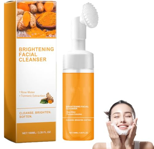 Nettoyant moussant au curcuma, nettoyant visage au curcuma, éclaircissant, nettoyage en profondeur des taches brunes et unification du teint, mousse nettoyante douce pour tous types de peau (1pcs)