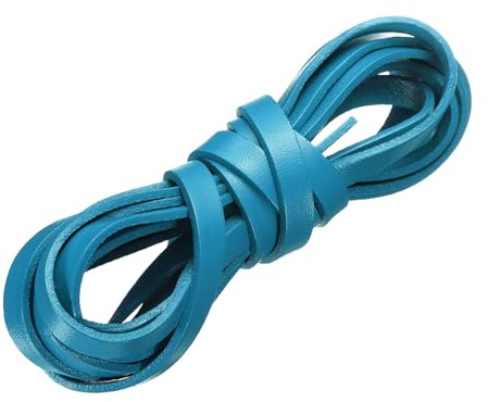 sourcing map Cordoncino piatto in pelle, 3,02 m (3,3 iarde), strisce di cordoncino in pelle da 8 mm per allacciatura fai da te, per la realizzazione di braccialetti e tracolle per borse, colore: blu