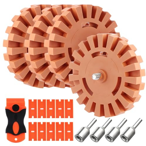MIVIDE Juego de 4 gomas de borrar con adaptador, disco de goma de 100 mm de grosor de 20 mm, adhesivo para quitar la tira de agujas