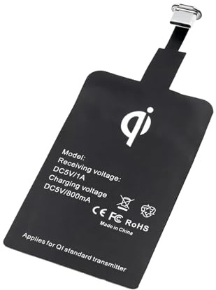 tiyiyok Cargador Inalambrico, Wireless Charger, Receptor Qi, Chip Receptor Qi Tipo c Ultrafino para Carga Inalámbrica de Teléfonos Móviles USB, Ultrafino, Pequeño y Ligero, Negro