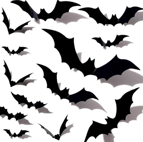 36 Stück Fledermaus Deko Halloween Deko Outdoor Fledermaus Halloween Fledermäuse 3d Decoration Deko Gruselig Gothic Deko Party Zubehör Dekoration decorations für Indoor Outdoor Home Decor DIY Sticker