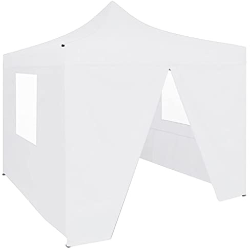 Tonnelle de Jardin Pliable, Tente de Réception Pavillon Barnum de Jardin avec 4 parois 3x3 m Acier Blanc