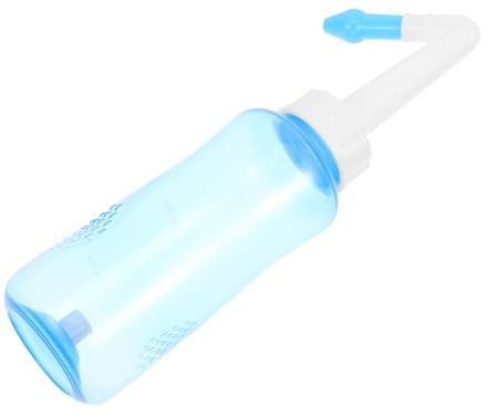 TOGEVAL Bouteille pour Rinçage Nasal 300ml en Pp Débit D'eau Réglable, Nettoyage Complet, Portable pour Adultes et Garçon et Filles