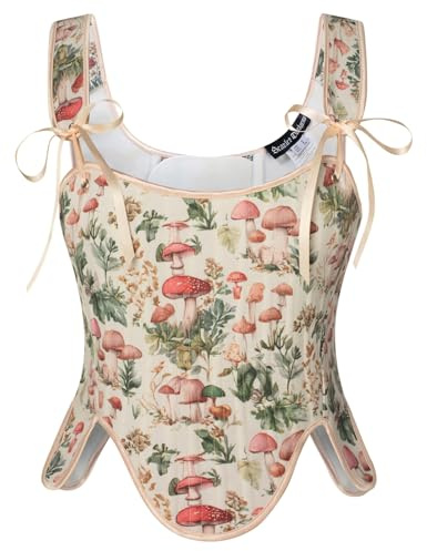 SCARLET DARKNESS Women's Corset Tops for Women Renaissance Floral Lace Up Bustier Pink Size 16 Bustier (pack of 1)