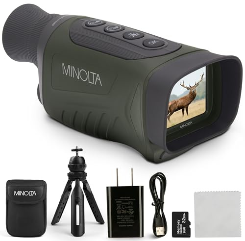 Minolta 6x25 Digital Night Vision Monocular w/Built-in 4K HD Video Camera (Green)