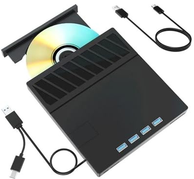 KONGMM Lecteur DVD Lecteur/graveur Optique Blu-Ray Externe 7 en 1 USB 3.0 Type C for Ordinateur
