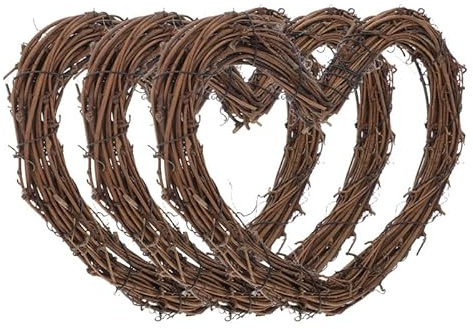 Alipis 3pcs Heart Shaped Bead Wreath Natural Grapevine Wreath for Diy Crafts Valentine's Day Decorative Rattan Vine Wedding Home Decoration
