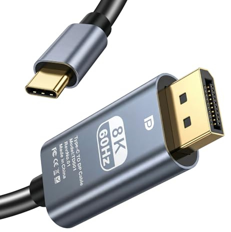 RUIZHI USB C auf DisplayPort 1.4 Kabel 1M – Für iPhone 17 Serie, MacBook Pro/Air M2, Mac mini M4, iPad Pro/Air 5, Surface Pro 8, 8K@60Hz, 4K@240Hz/144Hz, HDR, VRR, Thunderbolt 4/3, 32,4Gbps (1M)