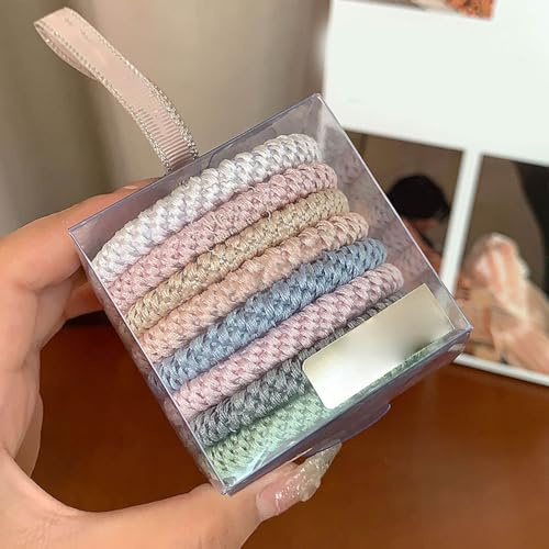 Knekkies Haargummi Original, 8 Stück Haargummis Damen Mehrfarbigen,Accessoire Mode Elastisch Geflochtene Hair Ties, Haargummi Mädchen für Dickes Haar und Lockiges Haar (F)