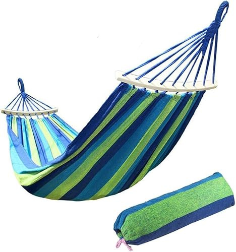 Amaca in tela traspirante con barre in legno e borsa per il trasporto, ideale per rilassarsi all'aperto, giardino, patio, campeggio e uso in giardino