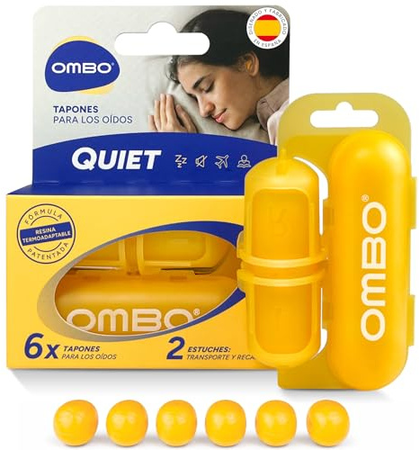 Tapones Silicona Dormir moldeables | 6 Tapones Oido Ruido Dormir sin Ruido | Tapones Para Dormir Reutilizables y Hipoalergénicos | Pack 3 pares de tapones cera oidos 6 tapones + 2 estuches
