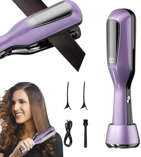 Tagliacapelli 2 in 1 per rimozione doppie punte, Tagliacapelli senza fili con luce blu per riparare doppie punte secche, danneggiate e fragili trattamento per donna (Viola)