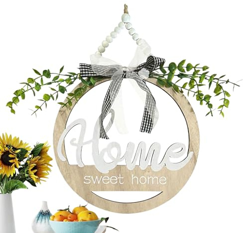Cartel de Puerta Principal - Decoración Rústica De Madera - Cartel de Bienvenida para Exteriores,Para Navidad Ventana Cumpleaños Jardín Pasillo Salón Oficinas