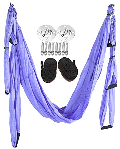 ERYUE Amaca da Yoga, Comoda Altalena Aerea antigravità per Alleviare Il Dolore al Collo e alla Schiena, per Uso Interno Ed Esterno, Il Fitness a Casa (Blu Viola)