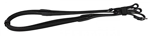 QHP Anti-Rutsch-Zügel aus weichem Gummi braun + schwarz (Pony, Schwarz)