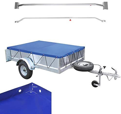 Anhängerplane mit Gummiseil 2075x1140x50mm inkl. 2 x Planenbügel 108-146cm
