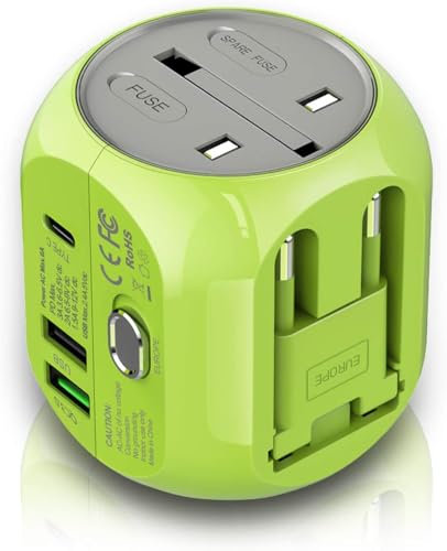 Adaptateur de Voyage Universel avec QC3.0 Charge Rapide Ports USB 3.0 et 1 Type C dans pour US/EU/UK/AU pour Plus de180 Pays et Smartphone, Caméra, Lecteur MP3,Console de Jeu Portable