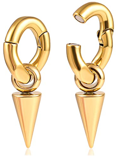 Vankula Pesos Orejas Dilataciones túnel tapones Aro de Torsión con Remache acero inoxidable Expansores Estiramiento Piercing 6mm (Oro)