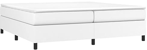 vidaXL Boxspring-sängram vit 200x200 cm konstläder, dubbelsäng, säng, säng ram, dubbelsängar, sängar, säng ramar, resårmadrass, resårmadrasser
