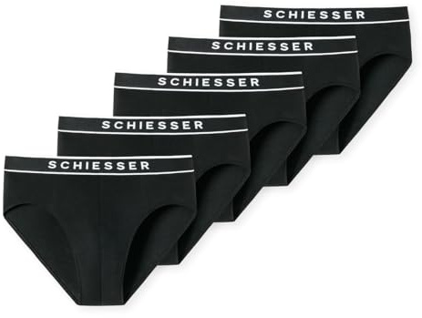 Schiesser Herren 5 PACK Slips Unterwäsche mit Webgummibund Bio-Baumwolle - 95/5 Organic