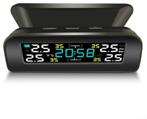 Sileduove 12V TPMS Solar-Reifendruckkontrollsystem mit LCD-Farbdisplay für Reifendruck und -temperatur in Echtzeit