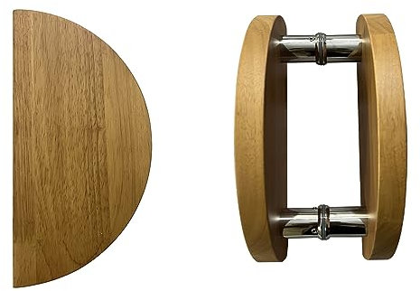 Generisch Türgriff, Push-Pull-Türgriffe aus Massivholz, runder Haltegriff mit Metallzubehör, Rücken-an-Rücken-Griff-Zugset, (Farbe: halbrund, Größe: 20 cm L) (Farbe: halb)