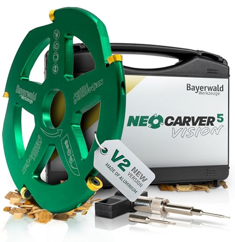 Bayerwald NeoCarver 5 Vision V2 Disque de fraisage en métal dur pour bois – Fraise à sculpter sur bois en aluminium pour meuleuse d'angle pour séparer, meuler, ébarber, etc. – Diamètre 115 mm x 22,2