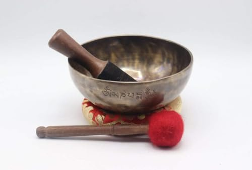 Bol chantant tibétain en pleine lune de 20,3 cm – Bols chantants tibétains spirituels de guérison de l'Himalaya – Méditation, thérapie, guérison des chakras – Fabriqué au Népal