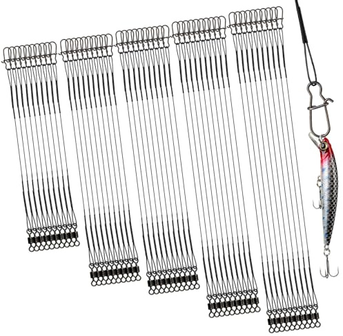 DONQL 50pcs Stainless Steel Wire Trace Pike Fishing, 10/15/20/25/30cm-Black