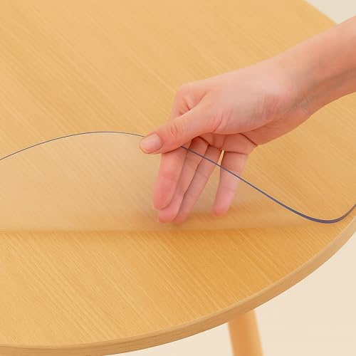 Tischfolie Transparent 2mm Runde Form - Viele Größen, Abwaschbare Tischdecke Glasklar, Durchsichtige Schreibtischunterlage, Tischschutz PVC-Folie mit Abgeschrägter Kante