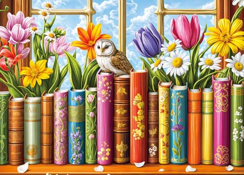 Puzzles 1000 Pieces for Adults jigsaw puzzles for adults-Whimsical Floral Books-1000 Piece Puzzle Classic Educational Games Beautiful Decoration Puzzle