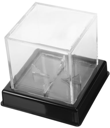 SOPOTUTU Vitrine Transparente Carrée Protège et Maintient Les Balles de Sport en Place en Plastique Noir Base Boîte Pratique et Élégante pour Baseball