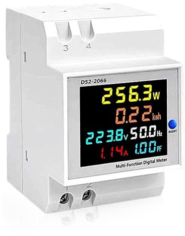 Stromzähler Hutschiene 1 Phasig, 6 in 1 LCD Digitaler Energiezähler AC40-300V 100A Multifunktionaler Wechselstromzähler KWh Zähler, Amperemeter Voltmeter DIN, Geschlossenem Typ CT