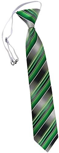 TigerTie Kinderkrawatte in grün smaragdgrün silber anthrazit grau gestreift - Krawatte vorgebunden mit Gummizug