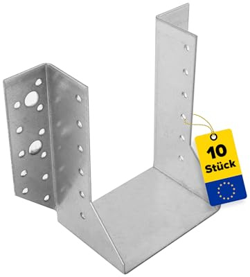 DMX Balkenschuhe - 10er Set für Holzbalken - Balkenbreite von 100 mm - 100x140x75x2,0 mm - Balkenschuh - Balkenverbinder - Holzverbinder - Balkenträger - Metallwinkel - verzinktes Blech