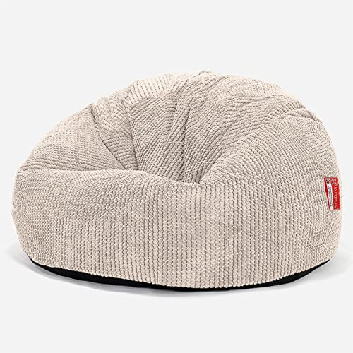 Lounge Pug, Klassischer Sitzsack Sessel, Pom-Pom Creme