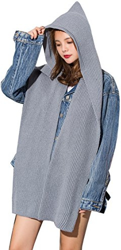 OKSakady Bufanda con Capucha Mujer Chica, Dama Invierno Calentar Suave Bufanda de Punto Bufanda de Cuello de Pañuelo con Gorro