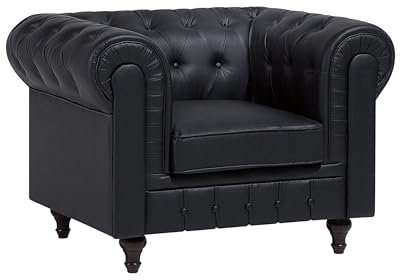 Beliani Kassischer Sessel im englischen Stil Kunstleder Schwarz Chesterfield Groß