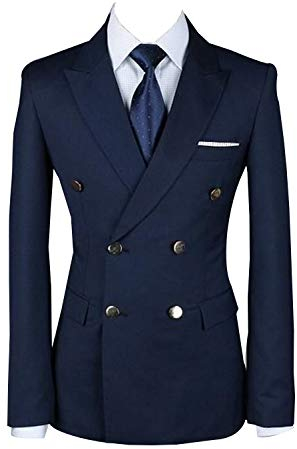 Qrkoda Herren Blazer Slim Fit Blazer Zweireiher Jacke Mantel
