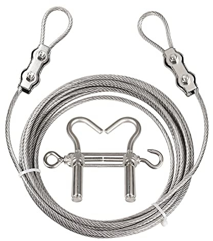 Clotheslines,20ft Portable Windproof Clothes Rope Line with Stainless Steel Cable Tightener System Multipurpose Heavy Duty Laundry Rope for Christmas Decor Outdoor/Indoor/Home/Drying (20Ft/6m)