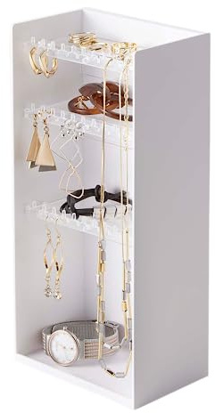 YAMAZAKI Home Tower Schmuck- und Make-up-Organizer, Standup-Kosmetik-Aufbewahrungsbox, Vitrine, Zubehör – ABS-Kunststoff