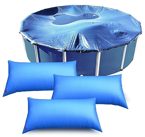 Poolkissen Winter XXL Rechteckig 8×4ft, Poolabdeckung Winter Aufblasbar, Luftkissen Pool Zubehör für Pool Abdeckplanen, Pool Kissen Überwinterung, Eisdruckpolster Pool mit Sicherheitsventil (3 Stück)