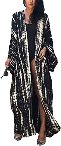 L-Peach Ropa de Dormir Caftán para Mujer Kimono Bikini Cover Ups Vestido de Playa Pareos Batas