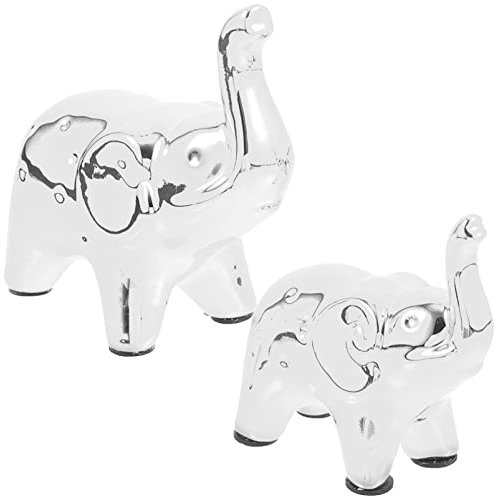 BESPORTBLE 2stücke Elefantenstatue Aus Keramik Elefantenfigur Für Tischdekoration Dekorative Tierfiguren Für Heimdeko Und Bürodekoration