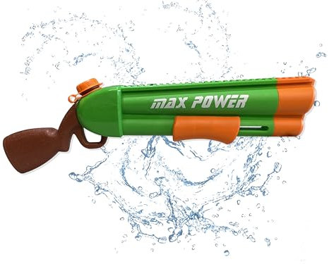 COO11 50CM Water Gun for Kids, Super Soaker Water Blaster with Double Nozzle and 400ml Tank, 8M Range Pool and Beach Toy for Boys and Girls (Green)