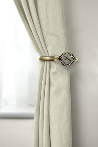 Emma Barclay, Bird Cage - Pair of Holdaback Tiebacks with End Finials in Antique Brass - 20cm