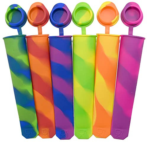 Ram® 6 x Silicone Ice Cream Moulds Ice Lolly Pop Mould Kids Popsicle Ice Lolly Maker